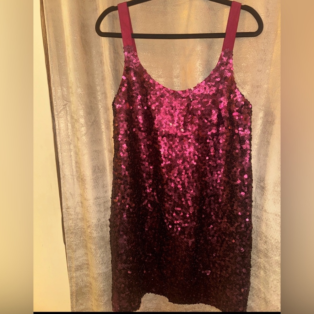 Theory Silk Dark Red Sequin Embellished dress